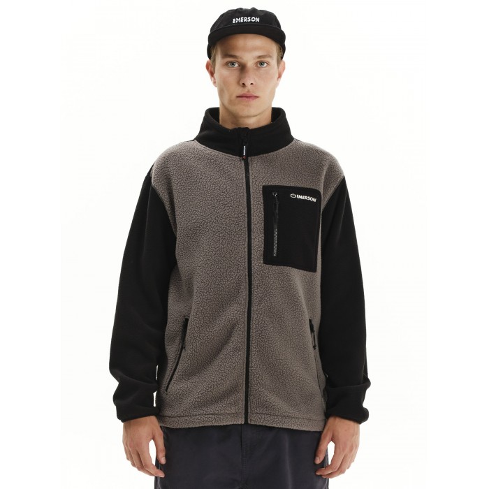 Ζακέτα Sherpa Emerson 252.EM290.27 D. GREY/BLACK Φούτερ