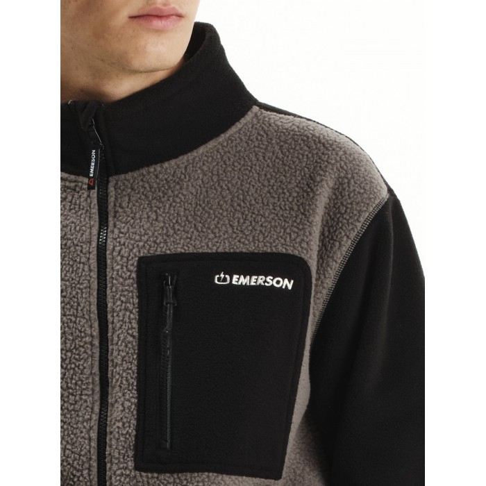 Ζακέτα Sherpa Emerson 252.EM290.27 D. GREY/BLACK Φούτερ