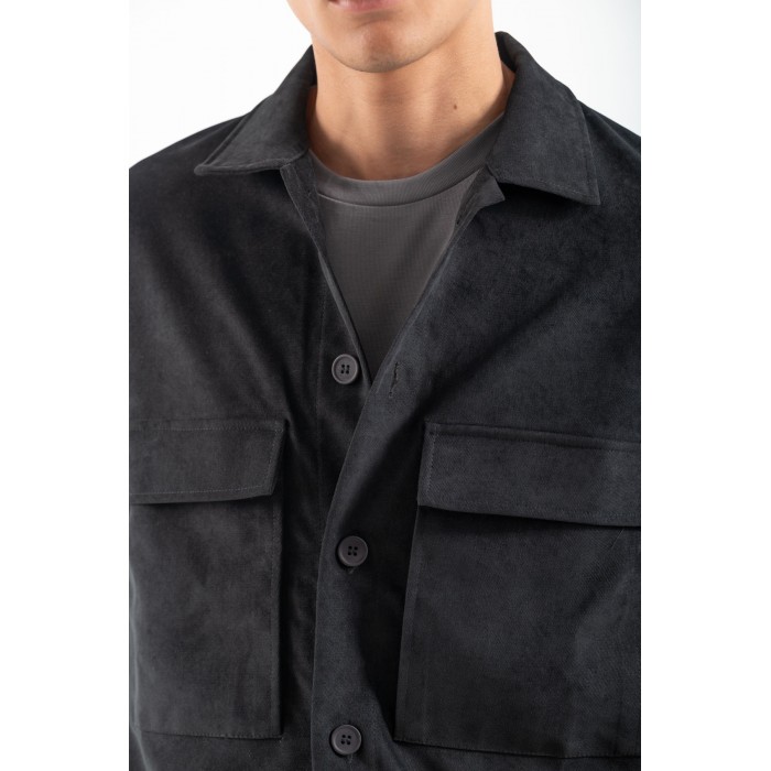 Πουκάμισο Overshirt Vittorio 300-2526-AREZZIO BLACK Μακρυμάνικα Πουκάμισα