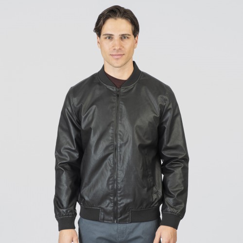 Μπουφάν Δερματίνη Rebase 252-RLJK-2038 Black