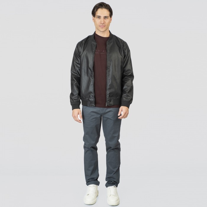 Μπουφάν Δερματίνη Rebase 252-RLJK-2038 Black Χειμερινά  Μπουφάν