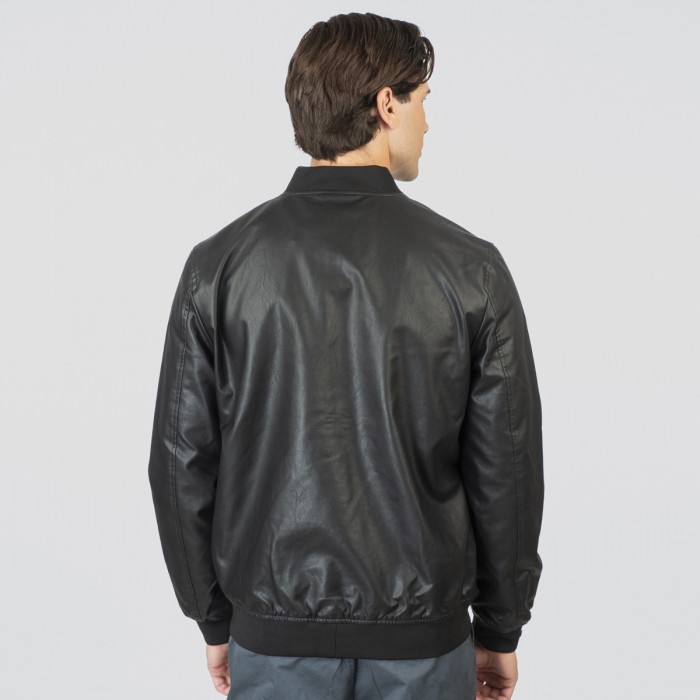 Μπουφάν Δερματίνη Rebase 252-RLJK-2038 Black Χειμερινά  Μπουφάν