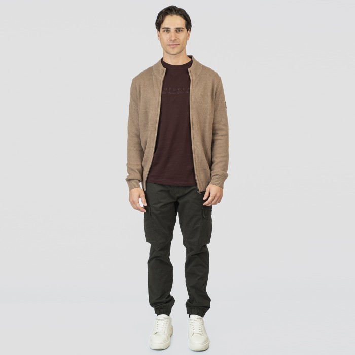 Ζακέτα Πλεκτή Rebase 252-RKNIT-8035 Beige Melange Ζακέτες