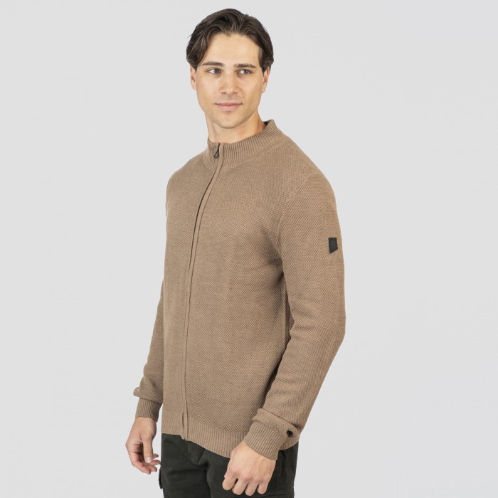 Ζακέτα Πλεκτή Rebase 252-RKNIT-8035 Beige Melange Ζακέτες
