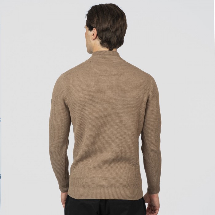 Πλεκτό Half Zip Rebase 252-RKNIT-8037 Beige Melange Πλεκτά