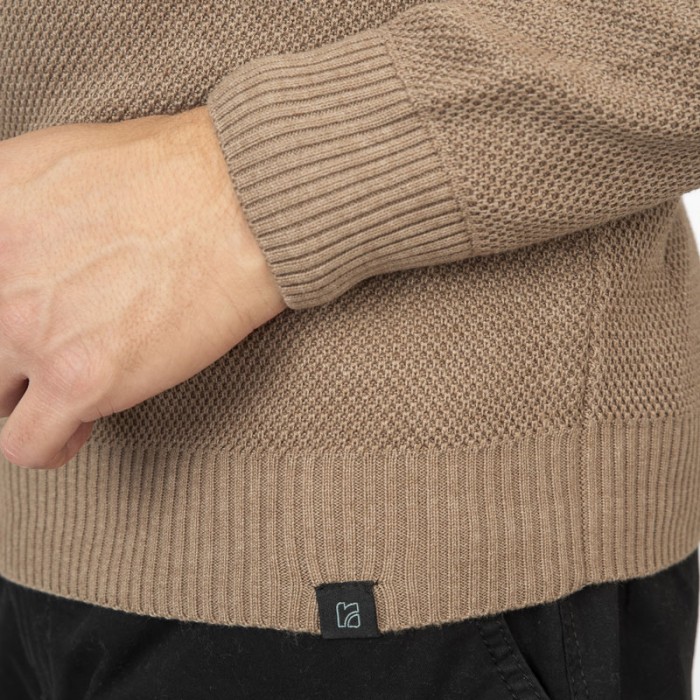 Πλεκτό Half Zip Rebase 252-RKNIT-8037 Beige Melange Πλεκτά