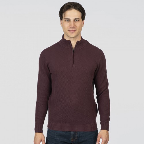 Πλεκτό Half Zip Rebase 252-RKNIT-8037 Aubergine
