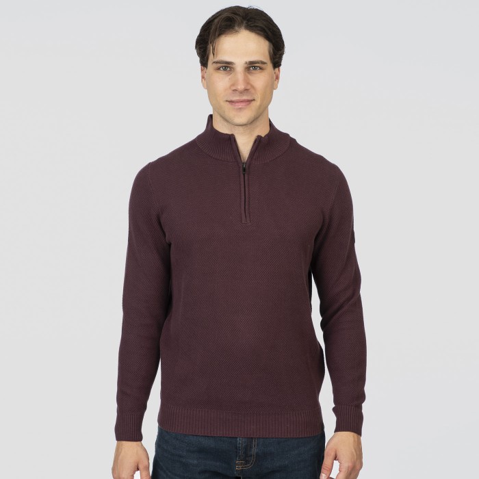 Πλεκτό Half Zip Rebase 252-RKNIT-8037 Aubergine Πλεκτά