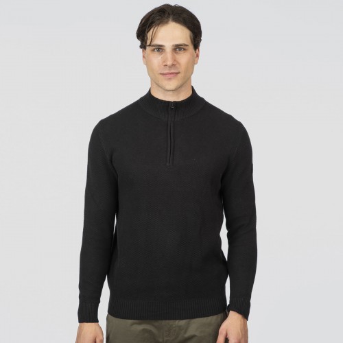 Πλεκτό Half Zip Rebase 252-RKNIT-8037 Black