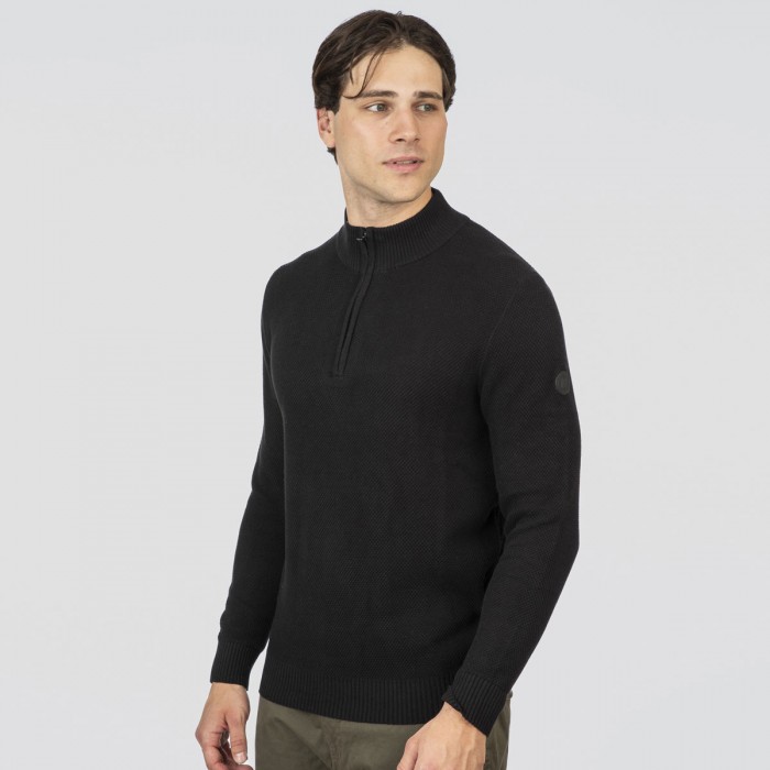 Πλεκτό Half Zip Rebase 252-RKNIT-8037 Black Πλεκτά