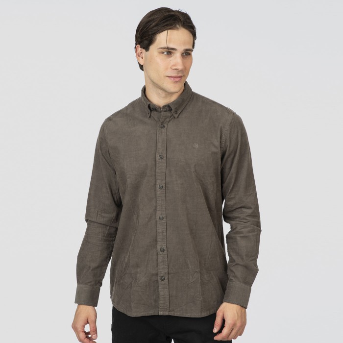 Πουκάμισο Κοτλέ Rebase 252-RGS-5098 Seal Grey Μακρυμάνικα Πουκάμισα