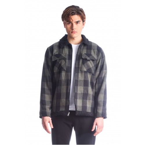 Πουκάμισο Με Γούνα Paco 2288416-03 Χακί-Μαύρο Πουκάμισο Με Γούνα Paco 2288416-03 Χακί-Μαύρο