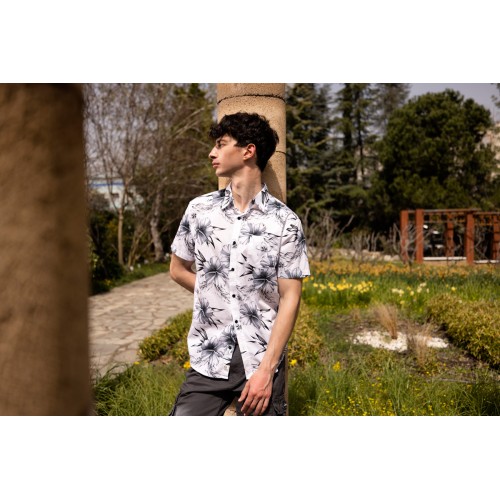 Πουκάμισο Κοντομάνικο Rebase RGS-539S Floral White