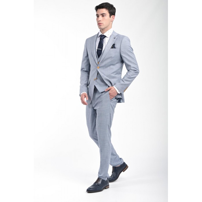 Κοστούμι Με Γιλέκο Vittorio 100-23-Ponte Light Blue Σακάκι-Κοστούμι 