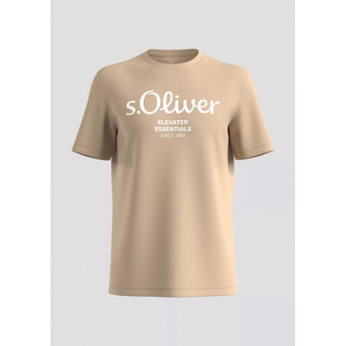 Μπλούζα Basic s.Oliver Logo 2141458 81D1 Beige T-Shirt