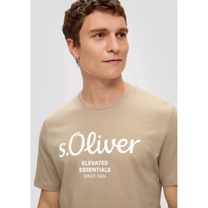 Μπλούζα Basic s.Oliver Logo 2141458 81D1 Beige T-Shirt