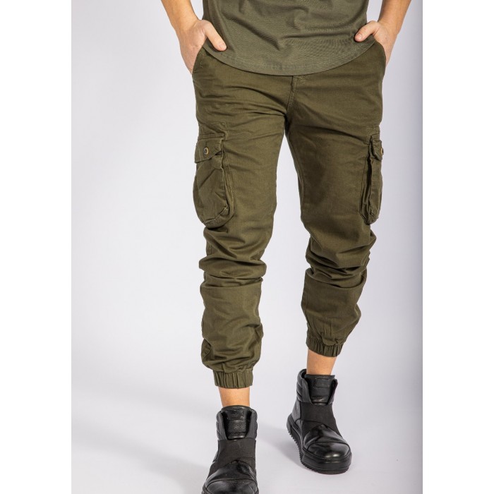 Παντελόνι Cargo Senior 1315  Χακί  με Λάστιχο  Cargo Pants