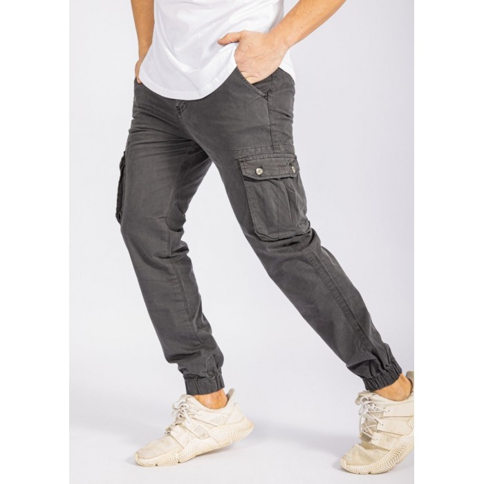 Παντελόνι Cargo Senior 1315  Ανθρακί με Λάστιχο  Cargo Pants